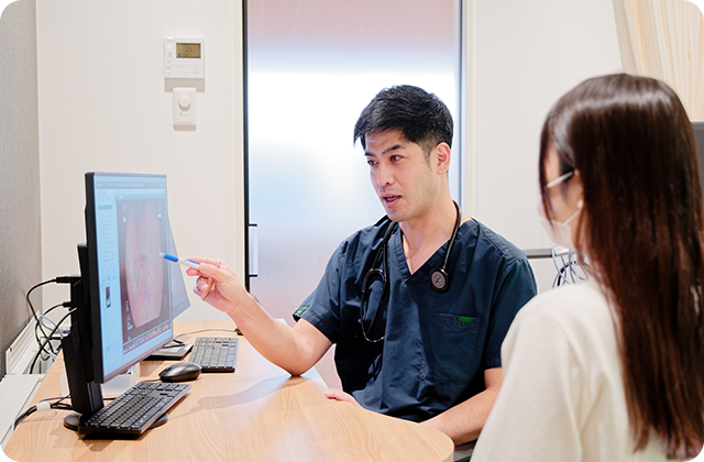 内視鏡検査の結果説明の様子